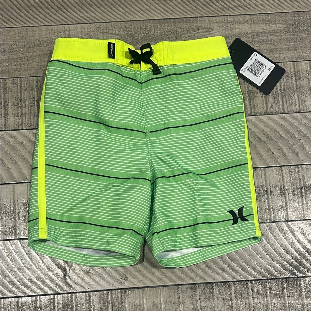 Hurley Kids Green and Yellow Swim Trunks